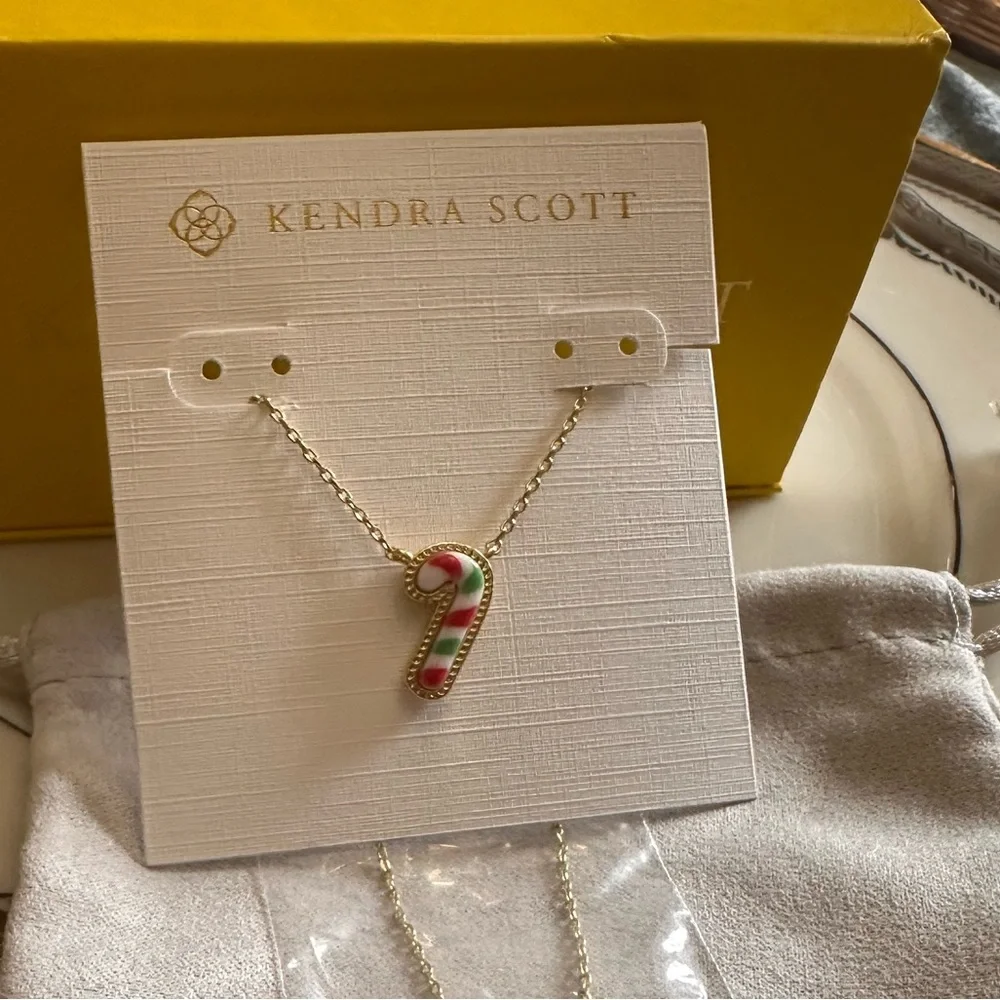 Kendra Scott Gold Candy Cane Pendant Necklace‎ NEW